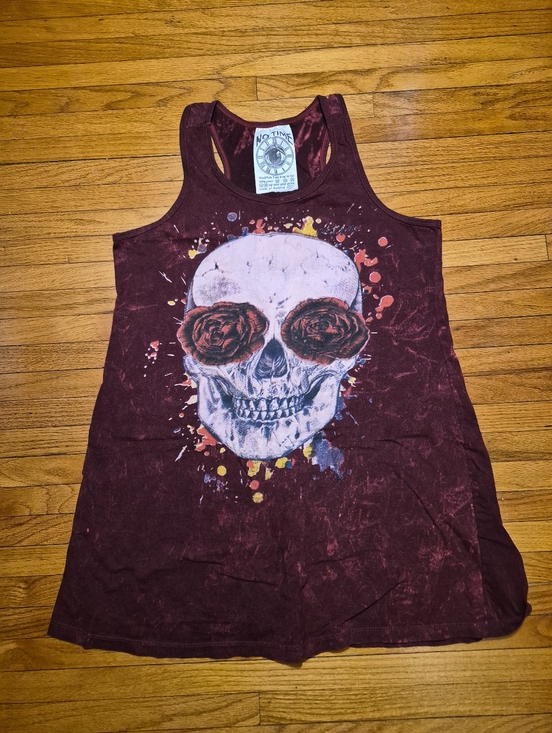 No Time Tops - No Time 100% Cotton Skull Tank Top Y2K Size M